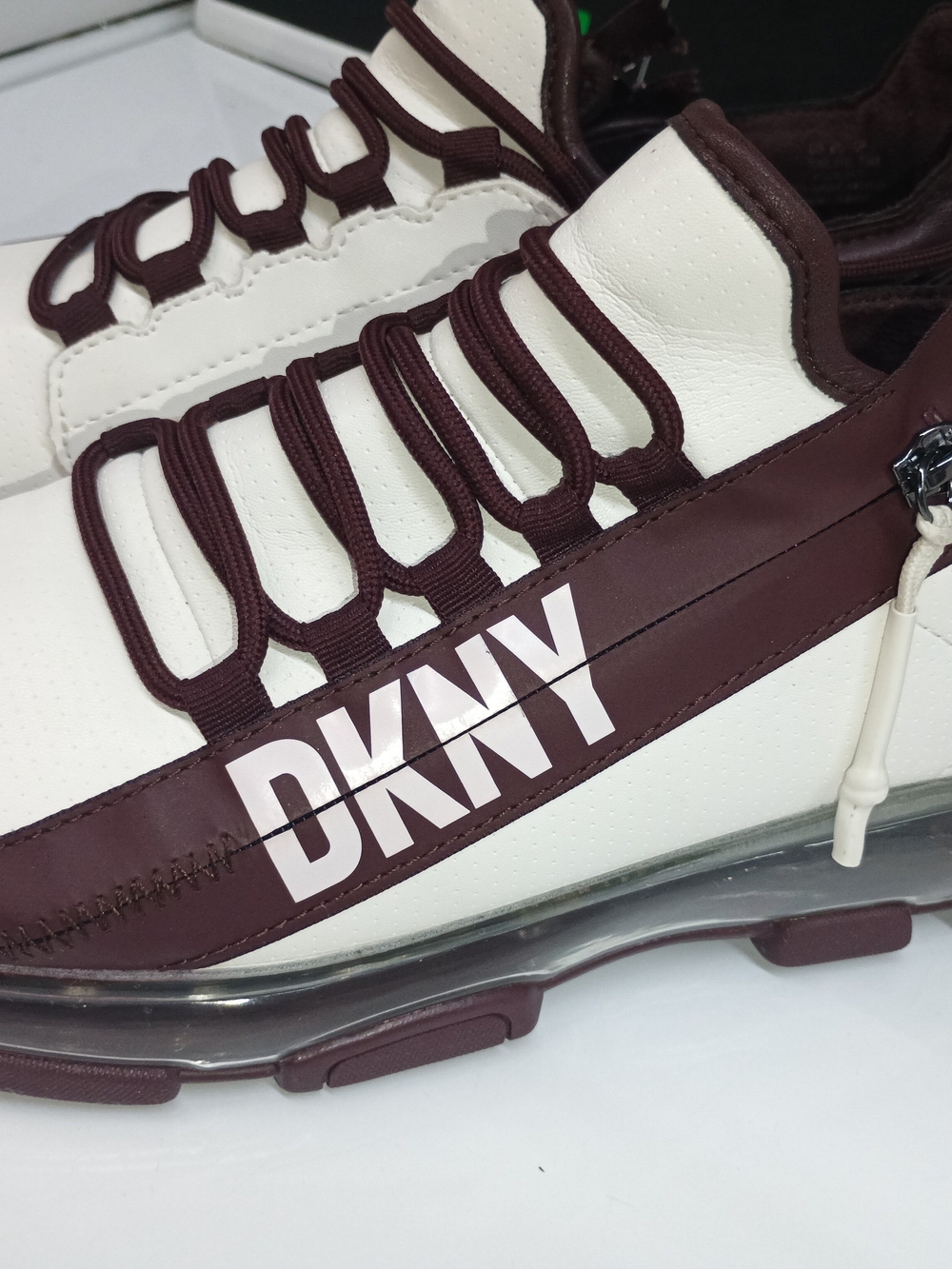 DKNY Lakelyn Zip Platform Sneakers – Burgundy & White (Size. 10)
